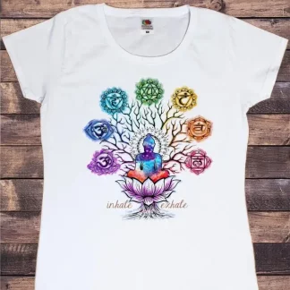 Women’s Meditation Breathe Tree Print T-Shirt